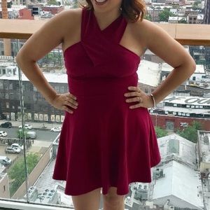 Candie’s Cross Skater Juniors Dress in Beet Red